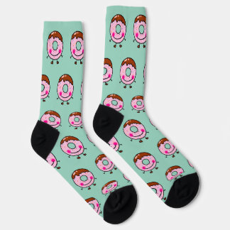Calcetines Arte de Personaje de Donut con Purpurina Sonriente