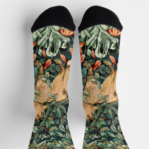 Calcetines Arte de Tapiz Bosque de Zorros Antiguos de William