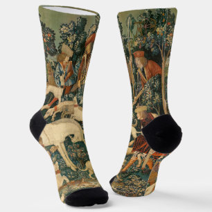 Calcetines Arte de Unicornio Medieval Vintage se Defiende