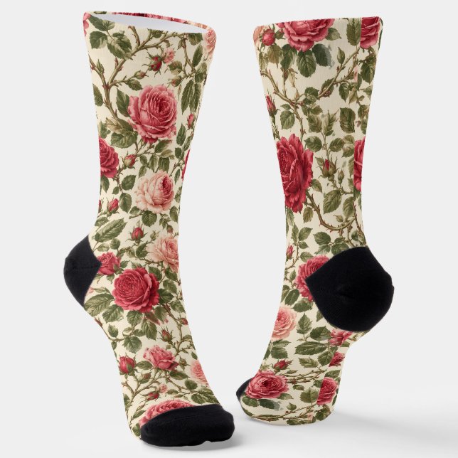 Calcetines Arte de Vid Romántico Clásico Rosa (Angular)