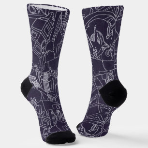 Calcetines Arte Deco Romano SPQR Estética de Color Púrpura Os
