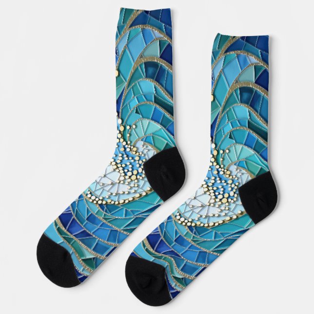 Calcetines Arte en Mosaico del Mar de Olas (Izquierda)