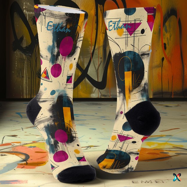 Calcetines Arte en movimiento en zócalos magenta, amarillo y  (Subido por el creador)