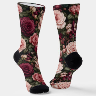Calcetines Arte floral de rosa de jardín de lujo