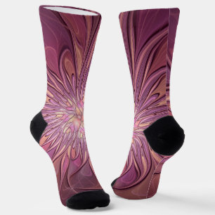 Calcetines Arte floral fractal moderno abstracto colores de b
