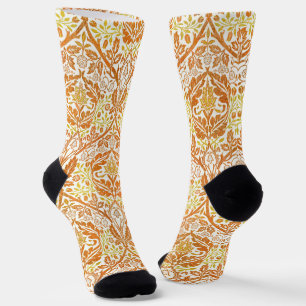 Calcetines Arte floral naranja Bough dorado de William Morris