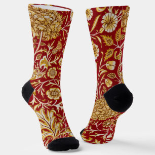 Calcetines Arte Floral Rojo Vintage de William Morris Cherwel