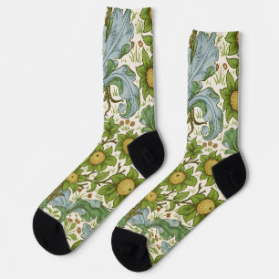 Calcetines Arte floral verde del huerto de William Morris