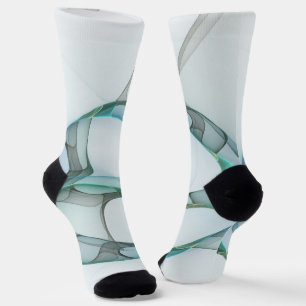 Calcetines Arte fractal abstracto moderno azul turquesa gris