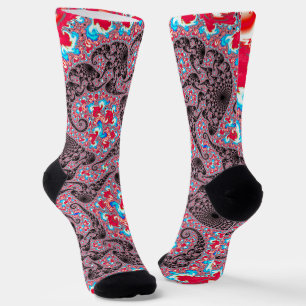 Calcetines Arte fractal en espiral boho hippie groovy trippy
