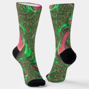 Calcetines Arte fractal en espiral psicodélico funky trippy g