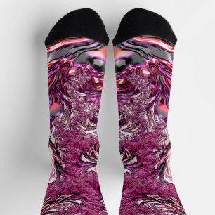 Calcetines Arte fractal funky psicodélico vibrante alucinante