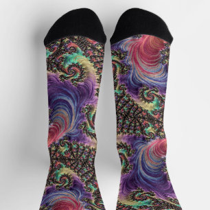 Calcetines Arte fractal hippie colorido bohemio