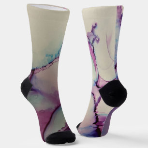 Calcetines Arte líquido abstracto de tinta alcohólica azul, m