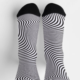 Calcetines Arte Moderno Op-Art MCM Negro Blanco Rayas de Cebr