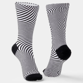 Calcetines Arte Moderno Op-Art MCM Negro Blanco Rayas de Cebr