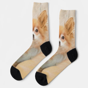 Calcetines Arte original de la pintura de perro de Chihuahua,