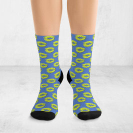 Calcetines Arte Pop Besando Labios Azul y Verde XOXO