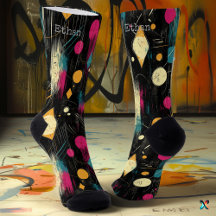 Calcetines Artísticos Abstractos en Rosa, Amarillo