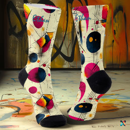 Calcetines Artísticos Abstractos en Rosa, Azul Mar
