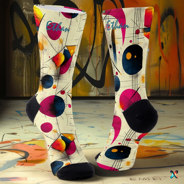 Calcetines Artísticos Abstractos en Rosa, Azul Mar (Subido por el creador)