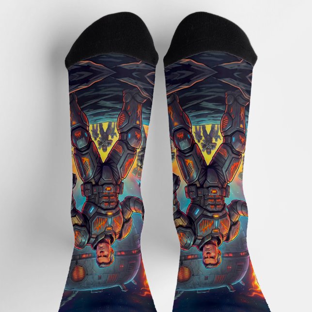 Calcetines Astronauta de Cómic Maestro de la Parrilla Galácti (Arriba)
