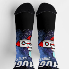 Calcetines Astronauta en la parte superior de un cohete, calc