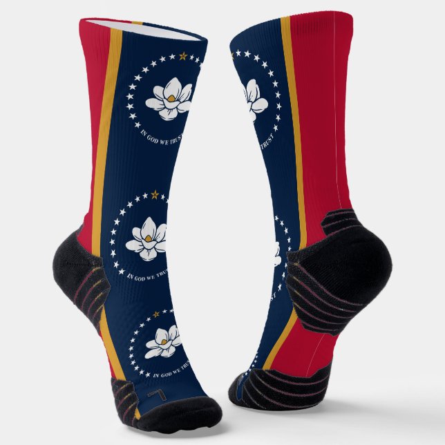 Calcetines Athletic Crew Sock with flag of Mississippi, USA (Angular)