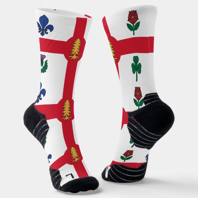 Calcetines Athletic Crew Sock with flag of Montreal, Canada (Angular)
