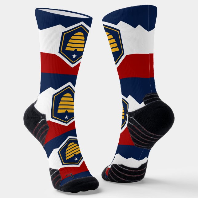 Calcetines Athletic Crew Sock with flag of Utah, USA (Angular)