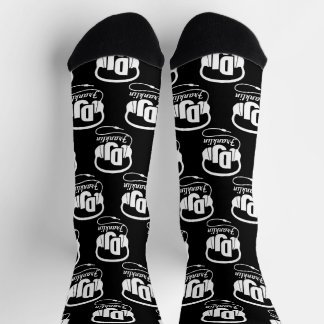 Calcetines audífonos DJ nombre personalizado música en blanco