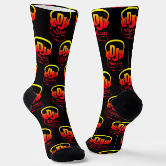 Calcetines auriculares DJ nombre personalizado rojo negro