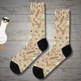 Calcetines Ave beige vintage y botánica