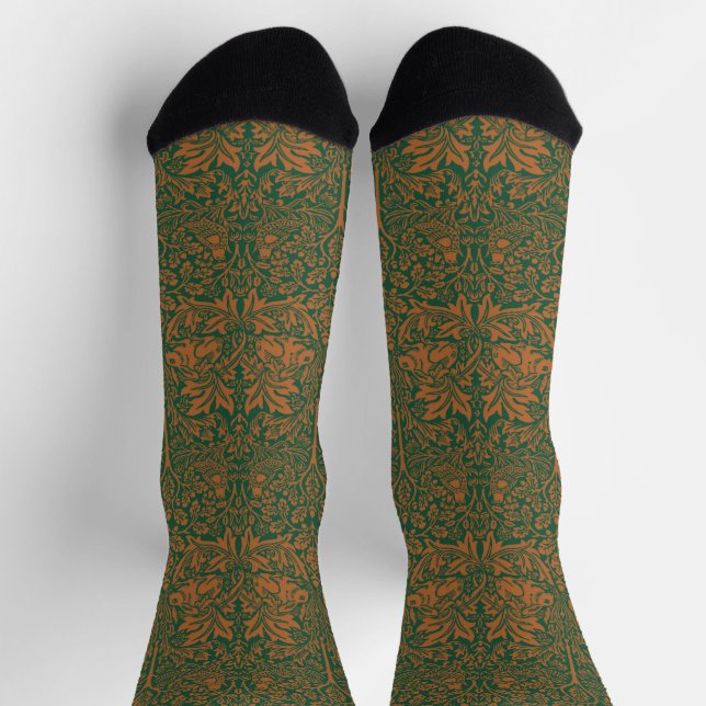 Calcetines Aves William Morris 1881, patrón floral de conejo (Arriba)