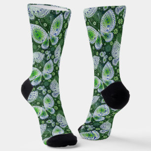 Calcetines Away Paisley Butterfly Print Green