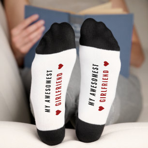 Calcetines Awesome Girlfriend Nombre personalizado Texto infe