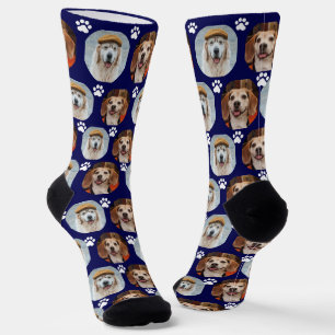 Calcetines Azul de la Marina Cute 2 Mascota 2 Papel fotográfi