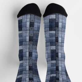 Calcetines Azul, denim, tartán, plaid.