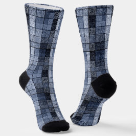 Calcetines Azul, denim, tartán, plaid.