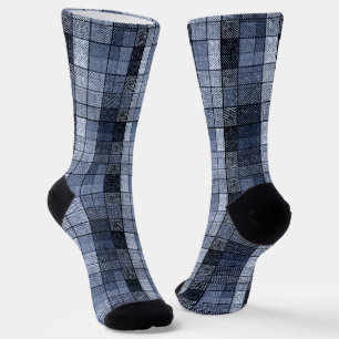 Calcetines Azul, denim, tartán, plaid.