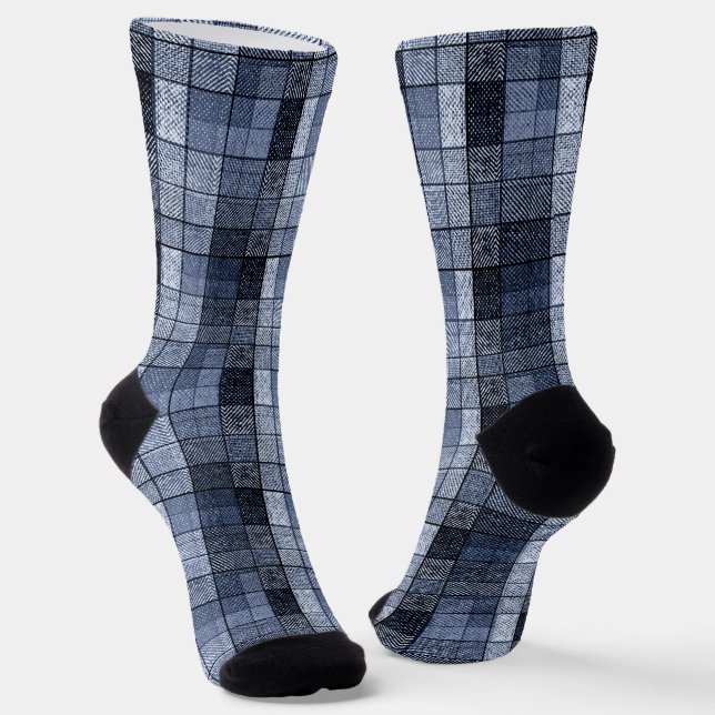 Calcetines Azul, denim, tartán, plaid. (Angular)