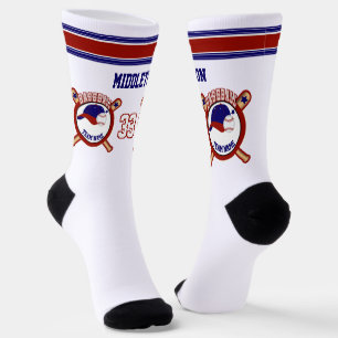 Calcetines Azul oscuro, rojo, béisbol blanco