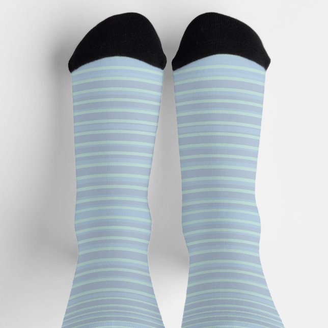 Calcetines Azul rayado moderno brillante (Arriba)