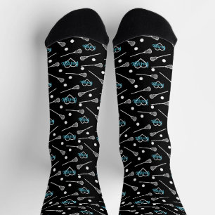 Calcetines Azul sobre lentejuelas negras y patrón cardiaco