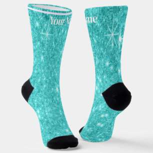 Calcetines Azul Verde brillo Nombre personalizado
