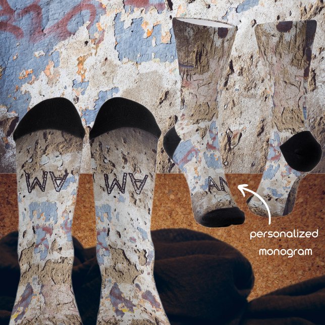 Calcetines Azul y beige abstracto (pared rota) (Subido por el creador)