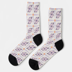 Calcetines Azulejo decorativo colorido púrpura pastel