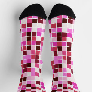 Calcetines Azulejos de Piscina, Baldosas Mosaico Rosa, Patrón