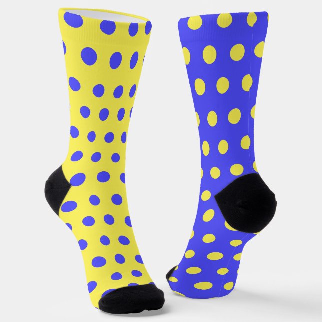 Calcetines azules amarillos con puntos de polka o  (Angular)