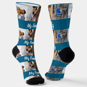 Calcetines Azules Personalizados con 4 Fotos Colla